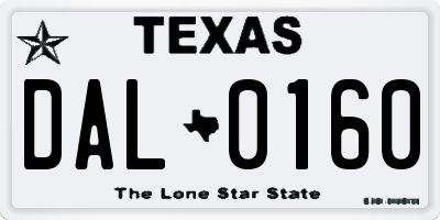 TX license plate DAL0160