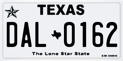 TX license plate DAL0162