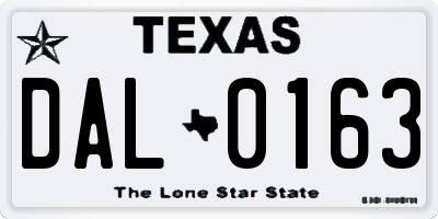 TX license plate DAL0163