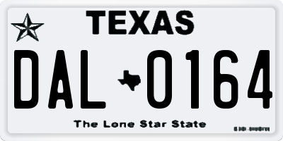 TX license plate DAL0164
