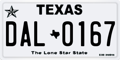 TX license plate DAL0167