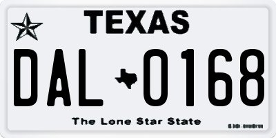 TX license plate DAL0168