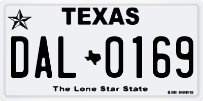 TX license plate DAL0169