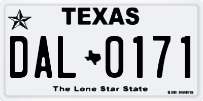 TX license plate DAL0171