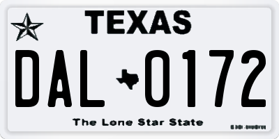 TX license plate DAL0172