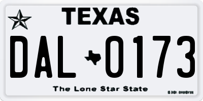TX license plate DAL0173