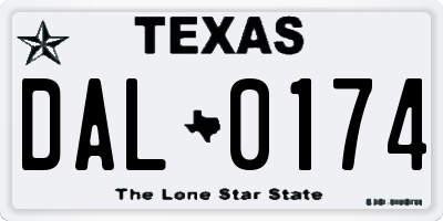 TX license plate DAL0174