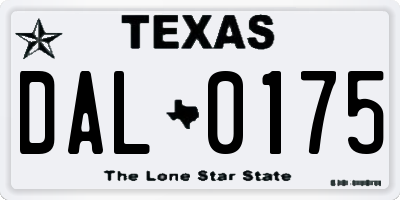 TX license plate DAL0175