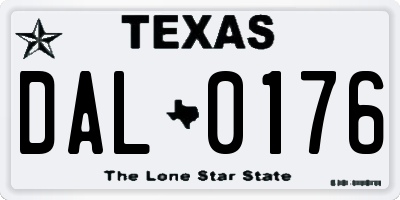 TX license plate DAL0176