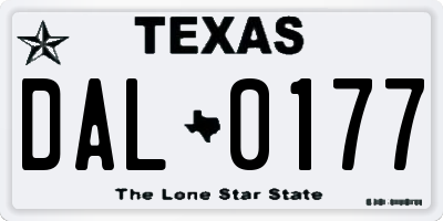 TX license plate DAL0177