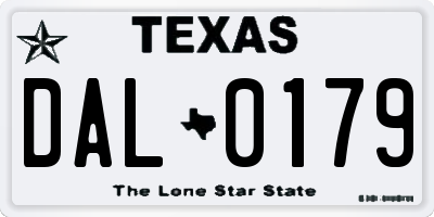 TX license plate DAL0179