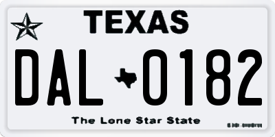 TX license plate DAL0182