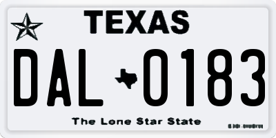 TX license plate DAL0183