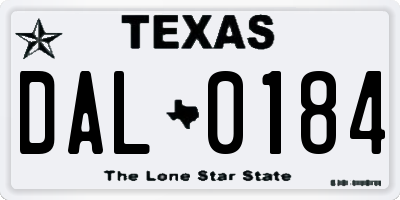 TX license plate DAL0184