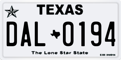 TX license plate DAL0194