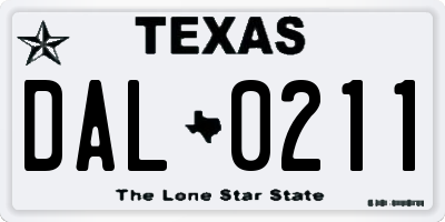 TX license plate DAL0211