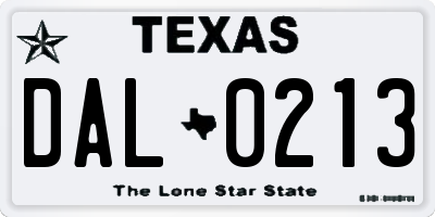 TX license plate DAL0213