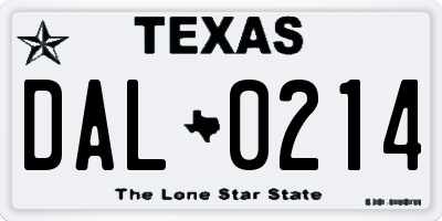 TX license plate DAL0214