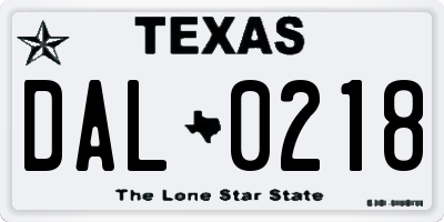 TX license plate DAL0218