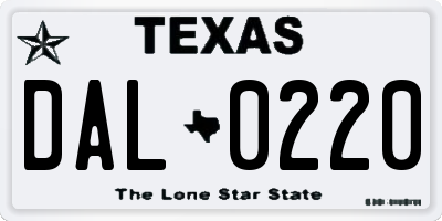TX license plate DAL0220