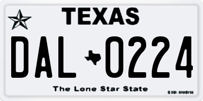 TX license plate DAL0224