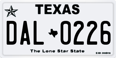TX license plate DAL0226