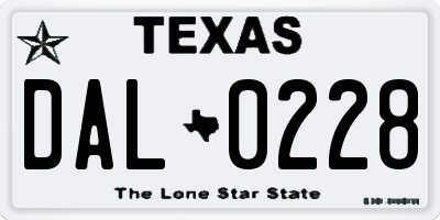 TX license plate DAL0228