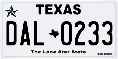 TX license plate DAL0233