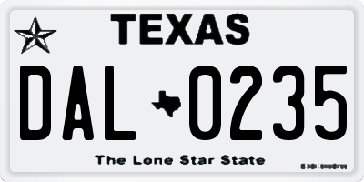 TX license plate DAL0235