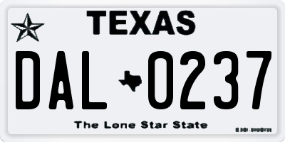 TX license plate DAL0237