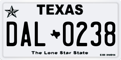 TX license plate DAL0238