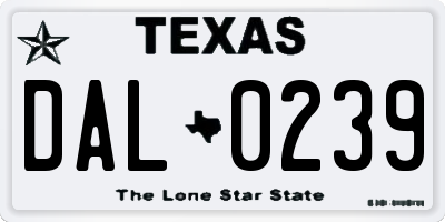 TX license plate DAL0239
