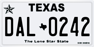 TX license plate DAL0242