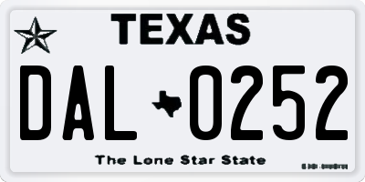 TX license plate DAL0252