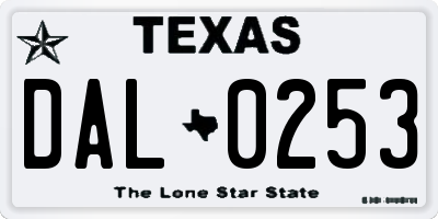 TX license plate DAL0253