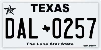TX license plate DAL0257