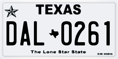 TX license plate DAL0261