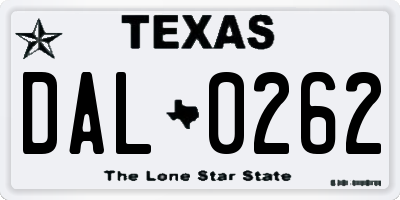 TX license plate DAL0262