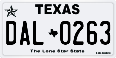 TX license plate DAL0263
