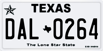 TX license plate DAL0264