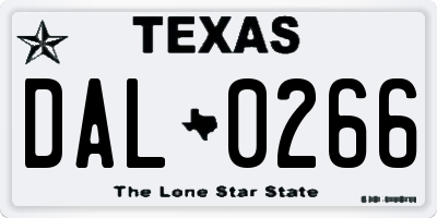 TX license plate DAL0266