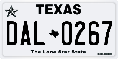 TX license plate DAL0267