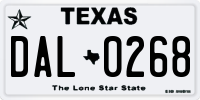TX license plate DAL0268