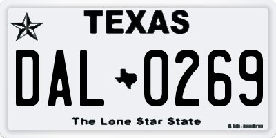 TX license plate DAL0269