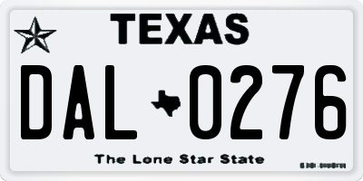 TX license plate DAL0276