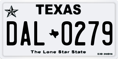 TX license plate DAL0279