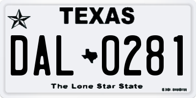 TX license plate DAL0281