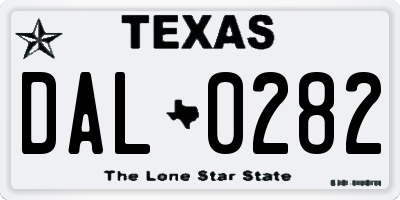 TX license plate DAL0282