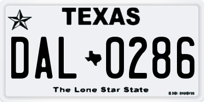 TX license plate DAL0286