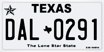 TX license plate DAL0291
